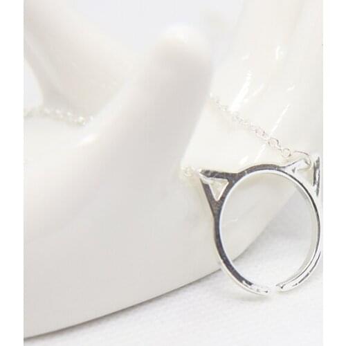 New Arrival 1pc Cat Ear Frame Pendant Collar Necklaces Cat Jewelry For Women Girls Cats Lovers Anime Couple Love Jewelry