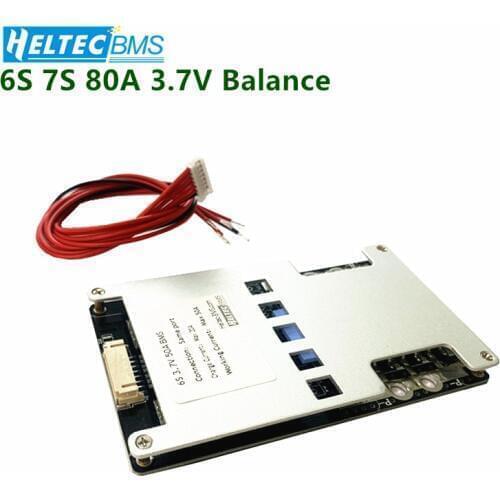 24V BMS 6S 80A 7S 80A 3.7V Li-ion Battery Protection Board for 1200W/ mopeds/24V small inverters