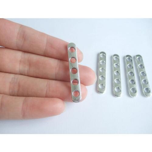 20pcs 5 Holes Flat Separator Bar For Necklace Bracelet Jewelry Making Findings 40mm Long