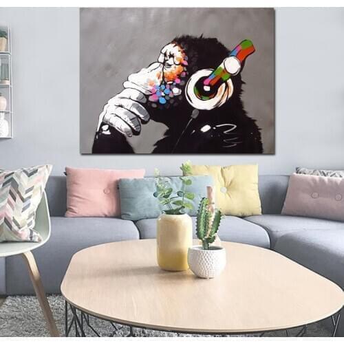 Dropshipping Cheap Home Decor,Modern DJ Monkey Painting,Wall Art Pictures,Custom Canvas Poster Prints For Child Room Decor