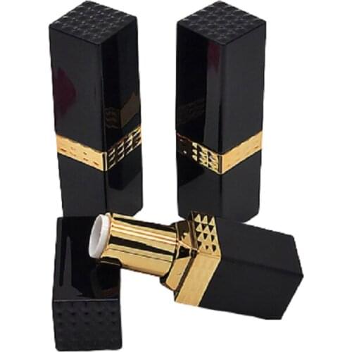 Empty Black Lip Balm Container DIY Plastic Lipstick Tube 12.1mm Square Lip Balm Tube High-end Cosmetic Containers 40pcs/Lot