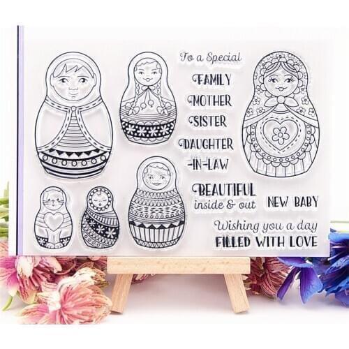 11x15 cm Russian doll Transparent Clear Stamps Silicone Seals Roller Stamp DIY scrapbooking photo album/Card Making wedding