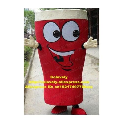 Cute Red Cup Mug Tumblerful Glass Mascot Costume With Big Bright White Eyes White Gloves Short Thin Black Arms No.4333 Free Ship