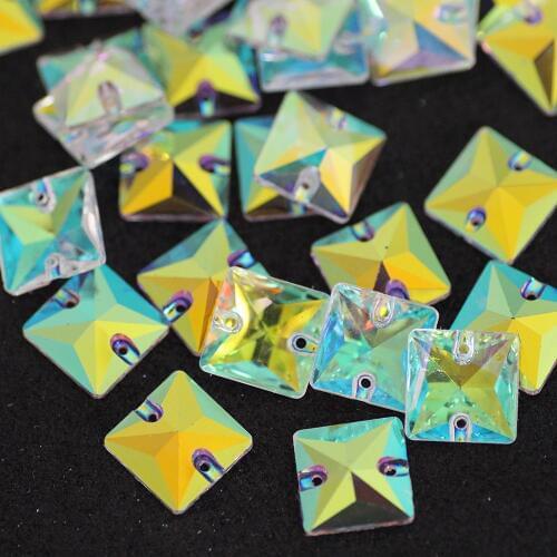 12x12mm Square Clear Crystal AB sew on rhinestones mix Shape Flatback resin Strass stone DIY Clothing Wedding Dress Garments