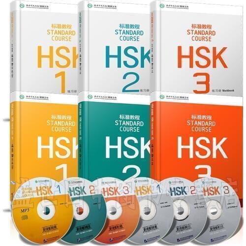 6pcs/set Learning Chinese HSK students textbook :Standard Course HSK with 1 CD (mp3)--Volume 1-3