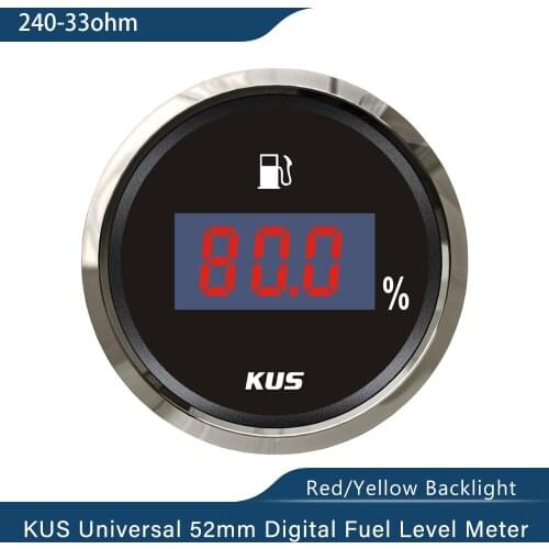 Universal KUS Boat Car Truck Digital Fuel Oil Level Gauge Meter Indicator 240-33ohm 52mm(2") With Backlight 12V/24V