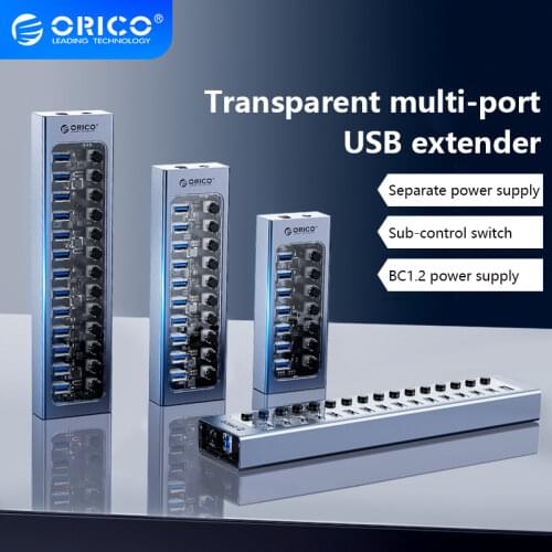 ORICO Powered USB 3.0 HUB 12V Power Adapter 7/10/16 Ports USB Extension with On/Off Switches Support BC1.2 Charging Splitter