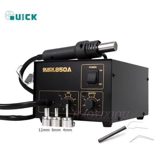 QUICK 850A Hot Air Gun Desoldering Tool Repair Station Mobile Phone Motherboard Removal With Nozzles IC CPU Repair