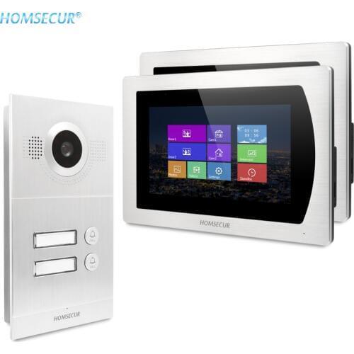 HOMSECUR 7" Video Door Phone Intercom System with 800TVL Camera 110 Degree Wide View Angle Voice Message Record for 2 Families