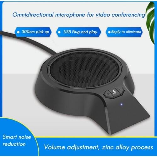 Omni-Directional Microphone USB Condenser Microphone Built-in Speaker Noise Reduction for Business Conference PC Laptop