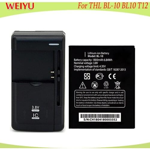 WEIYU 3.8V 1800mAh For THL BL-10 BL10 T12 battery For THL T12 BL-10 BL10 phone Replacement Batteries Bateria +Universal Charger