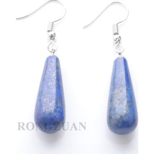Women Drop Earrings Natural Lapis Lazuli Gem Stone Bead Reiki Healing Earrings Bohemian Jewelry TR3152