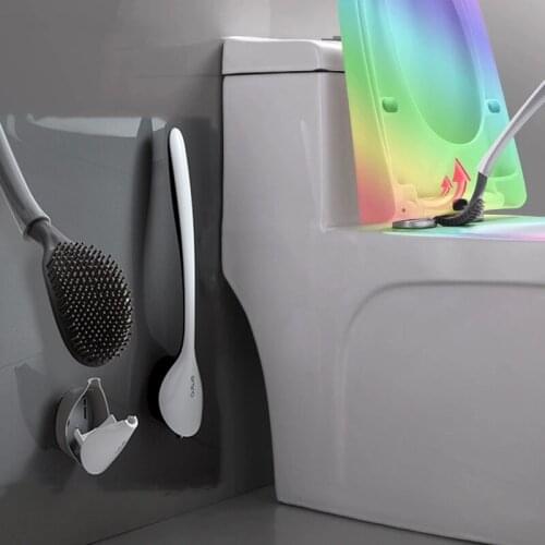 1Set Silicone Silicone Toilet Brush Holder Wall-mount Multifunction Cleaning Brush Floor Cleaning Tools Bathroom Accessories Set