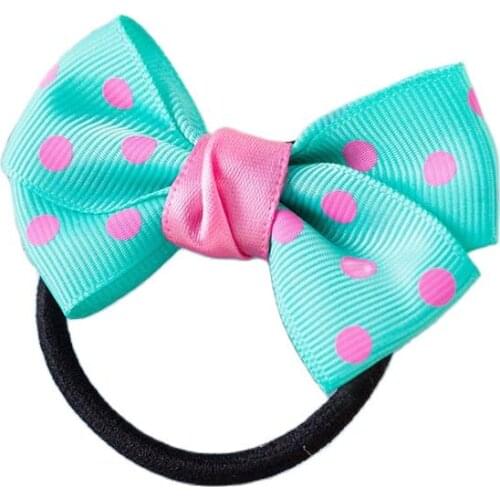 10PCS/LOT Dots Solid Bow Elastic Hair Bands Toys For Girls Handmade Child Rope Headband Scrunchy Hair Accessories For Kid 2018