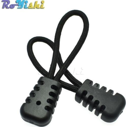 100pcs/pack Zipper Pulls Cord Rope Ends Lock Zip Clip Buckle Black For Paracord Free Shipping