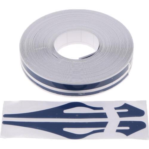 2Pcs 12mm Pinstripe Decals Vinyl Tape Pinstriping Stickers for Cars Vehilces Campers Boats Yacht (Blue & Silver)