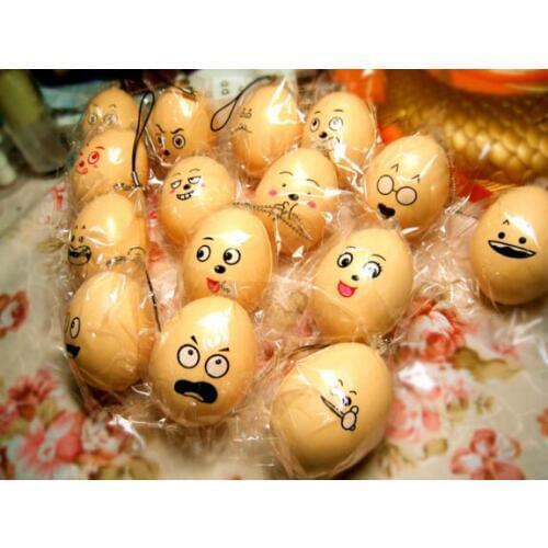 3pcs 5.5cm Cartoon Emotional Egg Bread Squishy Keychain Keyring Food Charm Cell Phone Straps Fashion Squishies Pendant Toy Gift