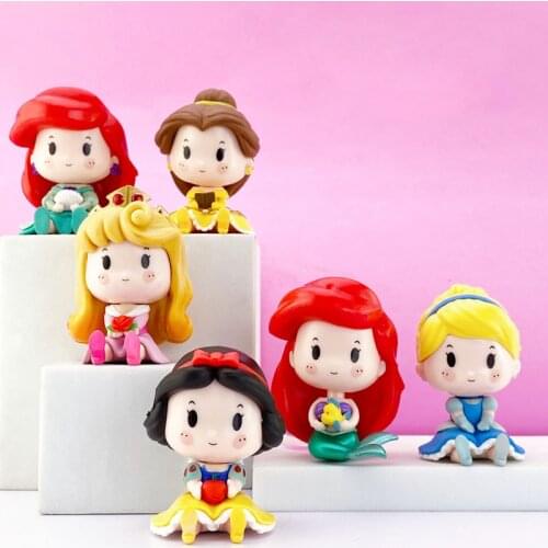 Disney Princesses Pvc Anime Model Snow White Belle Sleeping Beauty Cinderella Ariel Figurines Kids Toys Cake Decoration