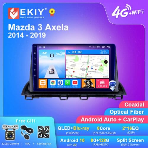 EKIY 9" 2.5D IPS Android 9.0 Auto Radio For Mazda 3 Axela 2013-2018 Car Multimedia Video Player GPS Navigation BT Wifi Stereo HU