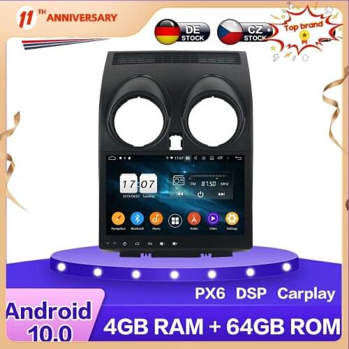For Nissan Qashqai 2008-2014 Android 10 PX6 Car Multimedia DVD Player 4G+64GB Auto GPS Navigation Stereo radio DSP Carplay WIFI