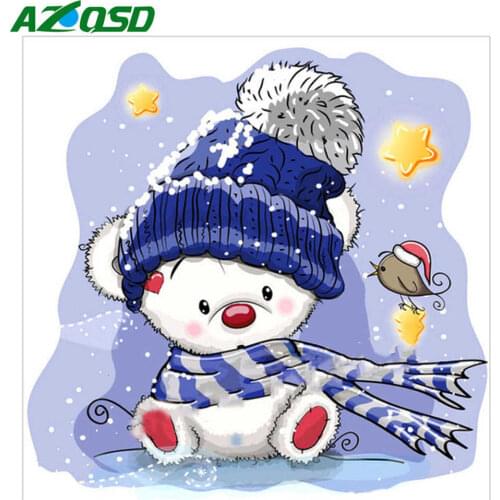 AZQSD Diamond Painting Bear Cross Stitch Full Drill Diamond Embroidery Cartoon Handmade Home Decor Picture Of Rhinestones Gift