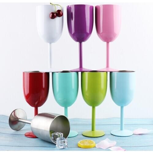 300ml Stainless Steel Goblet Wine Glass 304 Vacuum Insulation Cup outside Cup swig wine cups moet shot glass cocktail glass