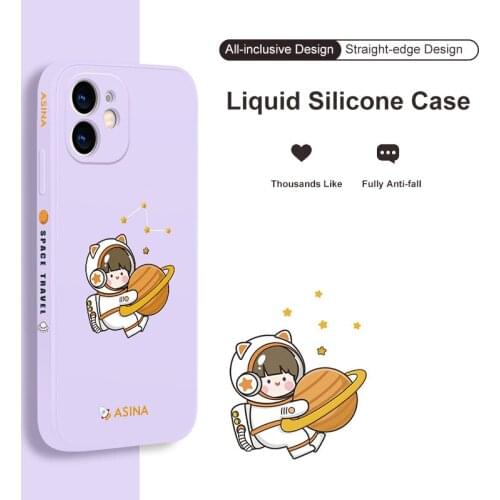 ASINA Straight-sided Edge Case For iPhone 11 12 Pro Max XS Max XR X Soft Silicone Square Cartoon Cover For 6 7 8 Plus SE2020