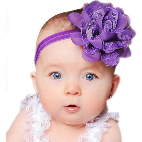 2pcs Girls Children Kids Lace Flowers Hairbands Headband Solid Color Candy Color Sweet Cute Headwear Hair Band FS0535