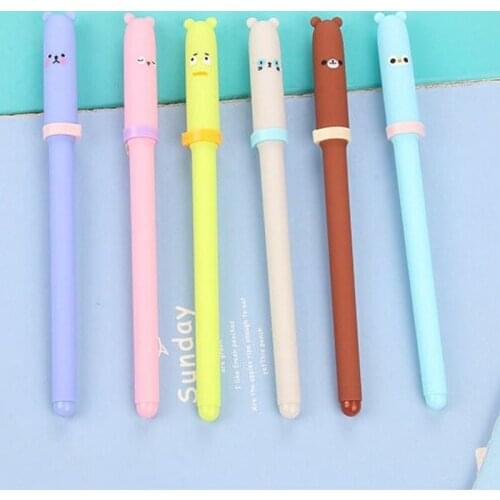 40PCS Creative Stationery Bear Expression Gel Pens Cartoon Animal Signed Student Prizes Office Accessories