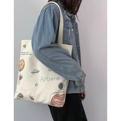 Canvas bag female summer literature and art cloth bag new style handbag carrying book bag shoulder bag large capacity cloth bag