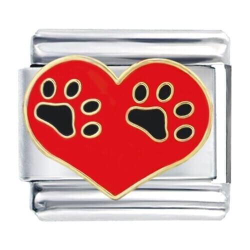 Composable links bracelet Classic size 9mm modular color enamel pet dog paw print Italian charm link bracelet