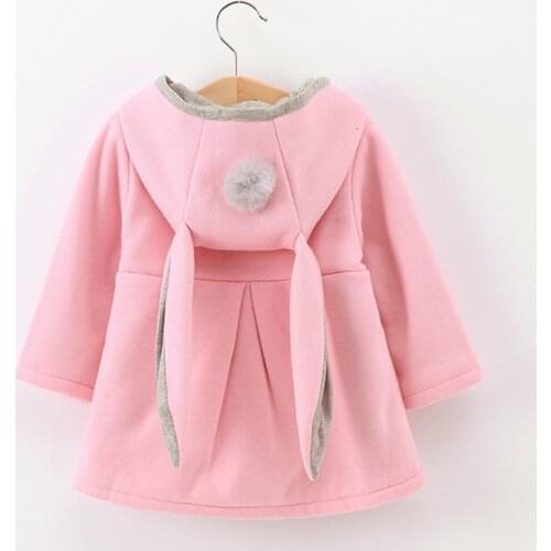 Spring Autumn Baby Kids Jacket Cute Rabbit Ear Hooded Girls Coat Children Winter Outwear 1 2 3 4 5 Year Old Toddler Girl Clothes