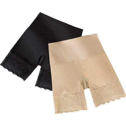 2021 Summer Sexy LaceWomen Safety Shorts Pants Ice Silk Thin High Waist Boyshorts Panties Bottom Wear Look Thin Boxer Underwear