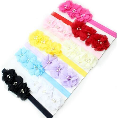 New Ribbon Baby Hair Bands Newborn Sewing 3D Flower Three Flowers Hairband Girls Headwear Headband Kids Hair Accessories