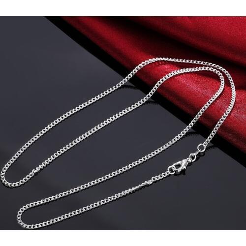 Pure Silver Necklaces for Men Women 2mm Chain Necklace 16-30 inch Collier Choker Fashion Jewelry Accessories Bijoux Wholesale