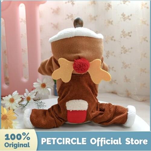 PETCIRCLE Dog Puppy Clothes Elk Warm Overalls Fit Small & Medium Dogs Pet Cat Winter Cute Warm Costume Dog Clothes Pet Coat