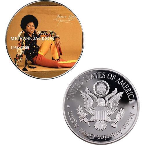 Birthday Gifts US Michael Jackson Souvenir Coin Silver Plated Metal Coin Worth Collection Home Decoration Accessories