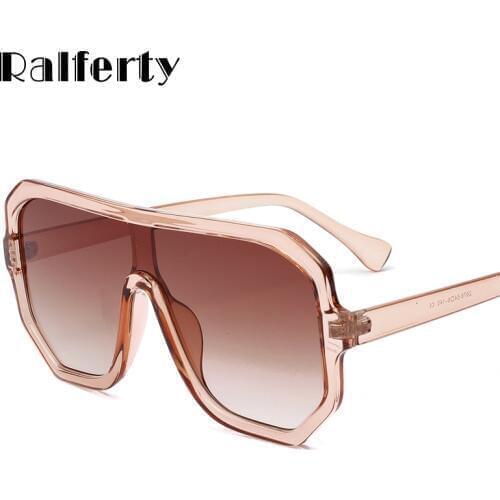 Ralferty Oversize Square Sunglasses Women Fashion Retro Gradient Sun Glasses Men Brown Big Frame Vintage Eyewear UV400 W2070