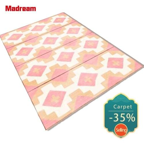 Madream Pink Carpet Nordic Modern Geometric Small Fresh Living Room Rugs Soft Off-White Girl Floor Mat Home Decor Non-Slip Rug