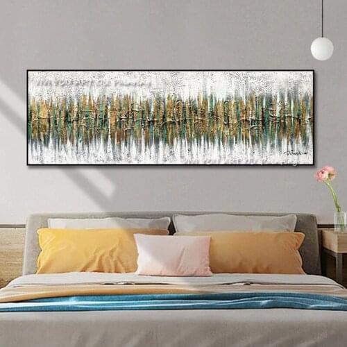 Hand Painted High Quality Abstract Canvas Oil Line Yellow Green Fantasy Wall Art Large Modern Living Room Porch Decoration