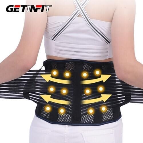 Getinfit Self-heating Tourmaline Magnetic 9pcs Steel Bone Lumbar Support Belt Waist Spine Back Brace Posture Corrector Belt
