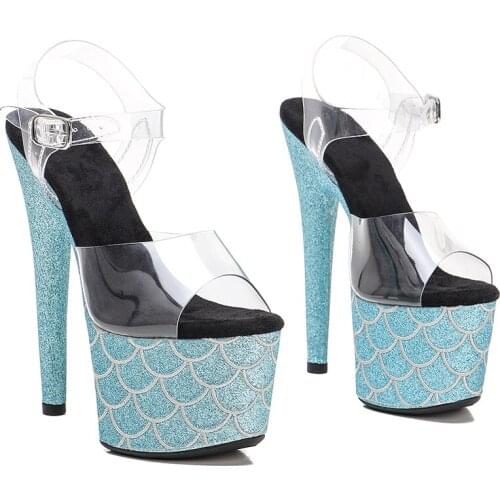 Leecabe 17CM/7Inch Clear Pvc Upper Womens Platform Sandals party High Heels Pole Dancing Shoes