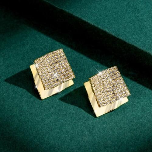 Geometric Earring Studs 925 Silver 2021 Fashion Styles Senior Design Metal Inlaid Cubic Zirconia Luxury Girls Gift Wholesale