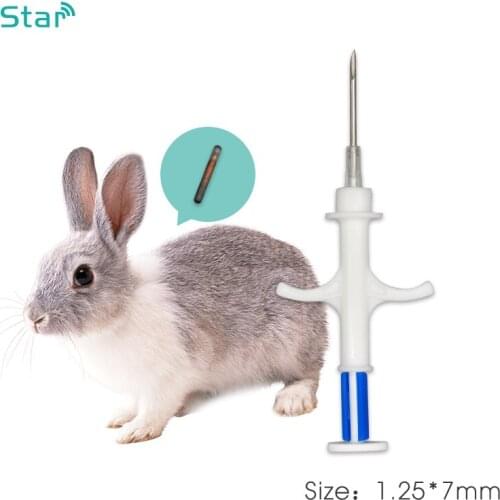 40pcs ISO 11784/5 1.25*7mm 134.2khz Pet microchip Syringe Animal Id Transponder Dog id injector free shipping