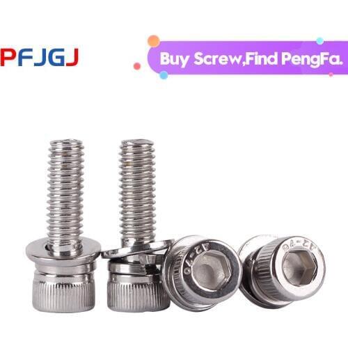 Peng Fa DIN912 304 stainless steel Cross head external hex three combination screw M3 M4 M5 M6 M8 screws