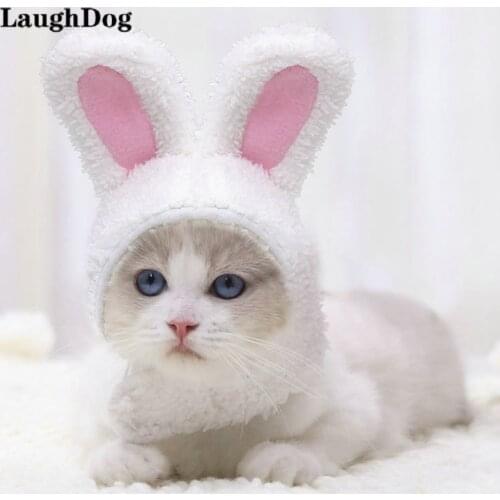 LaughDog Cute Dog Cat Costume Cosplay Rabbit Ears Caps Lovely Pet Cats Hat Christmas Halloween Cap For Cats Dogs Pet Accessories