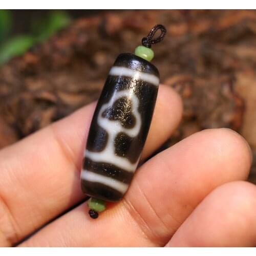 Treasure Ultra Energy Tibetan Old Oily Agate Patina Mercy Bodhi Tree dZi Bead Amulet Top LKbrother Sauces