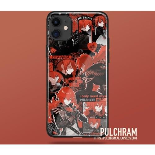 Genshin Impact Diluc Glass Soft Silicone Phone Case Cover Shell for IPhone SE 6s 7 8 Plus X XR XS 11 12 Mini Pro Max