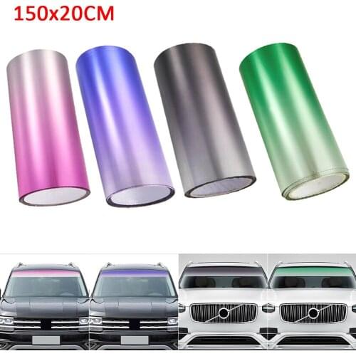 Top Front Windshield Foil Solar Protection Gradient Black Silver Gradient Car Tinting Film Car Sunshade Accessories 20x150cm