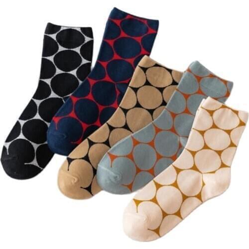 Yishine High Quality 10 Pairs Ladies Big Dot Sweet Socks Japanese College Wind Cotton Sock